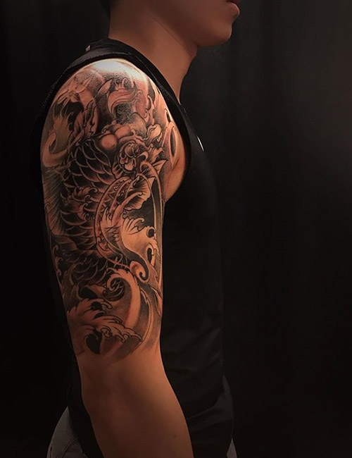 Dragon koi fish tattoo design