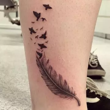 Feather and bird tattoo
