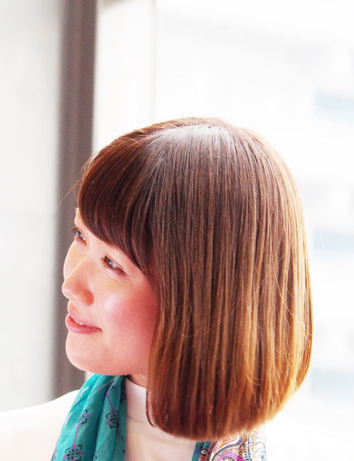 Fine curved bob Japanese hairstyle for women