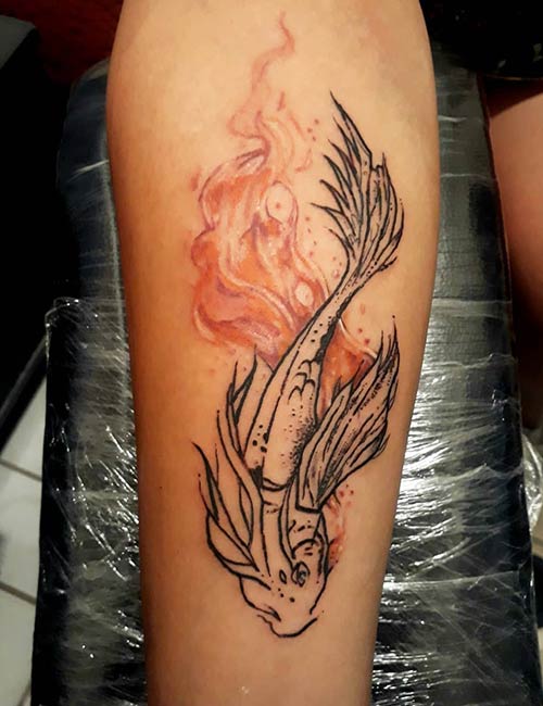 Fire koi fish tattoo design