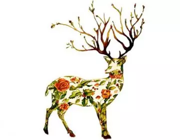 Floral collage deer tattoo design