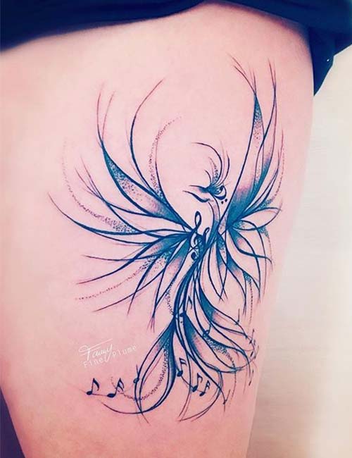 Phoenix flying tattoo design