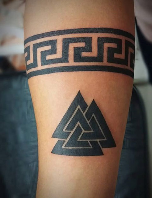 Greek armband mythology tattoo on sleeve