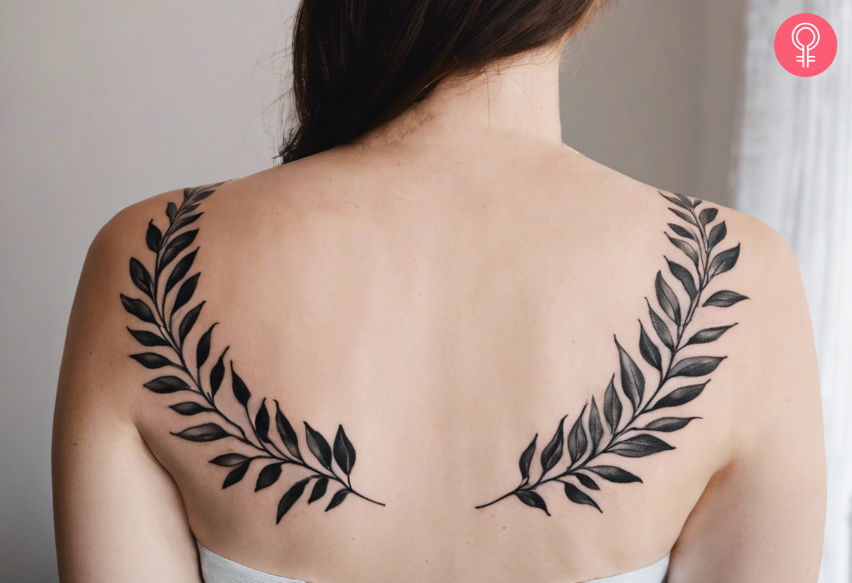 A beautiful depiction of leaves that cover the back of your shoulders