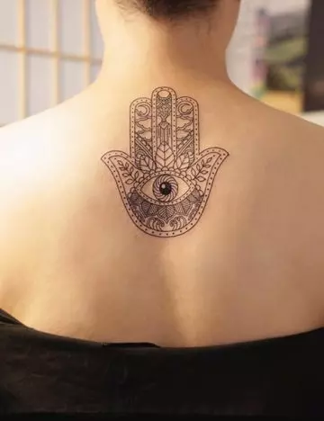 Hamsa Hebrew tattoo design