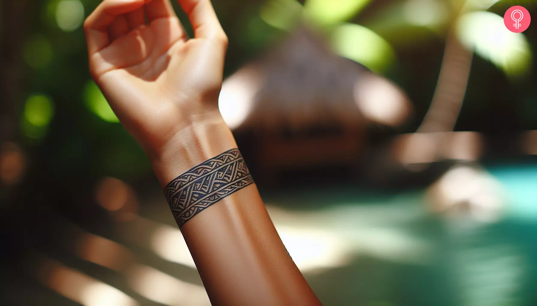 A Hawaiian band tattoo on a woman’s wrist