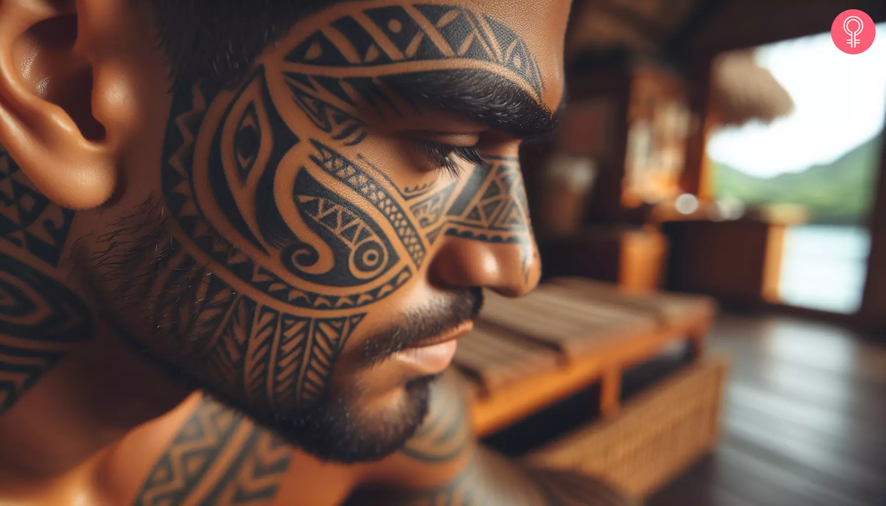 A Hawaiian tattoo on a man’s face