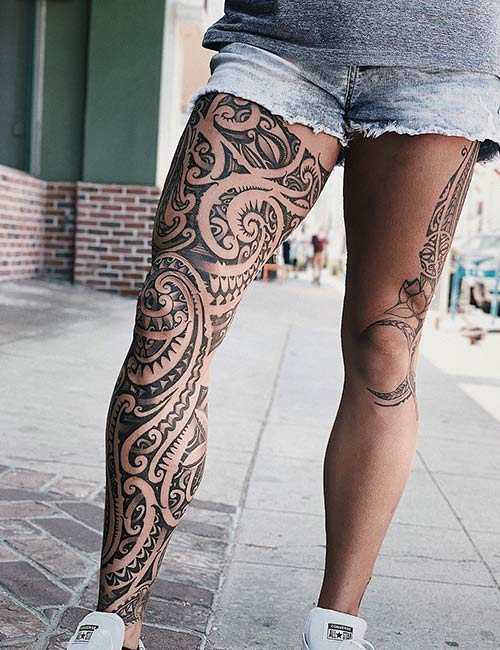 Learn 93+ about tribal leg tattoo super cool .vn