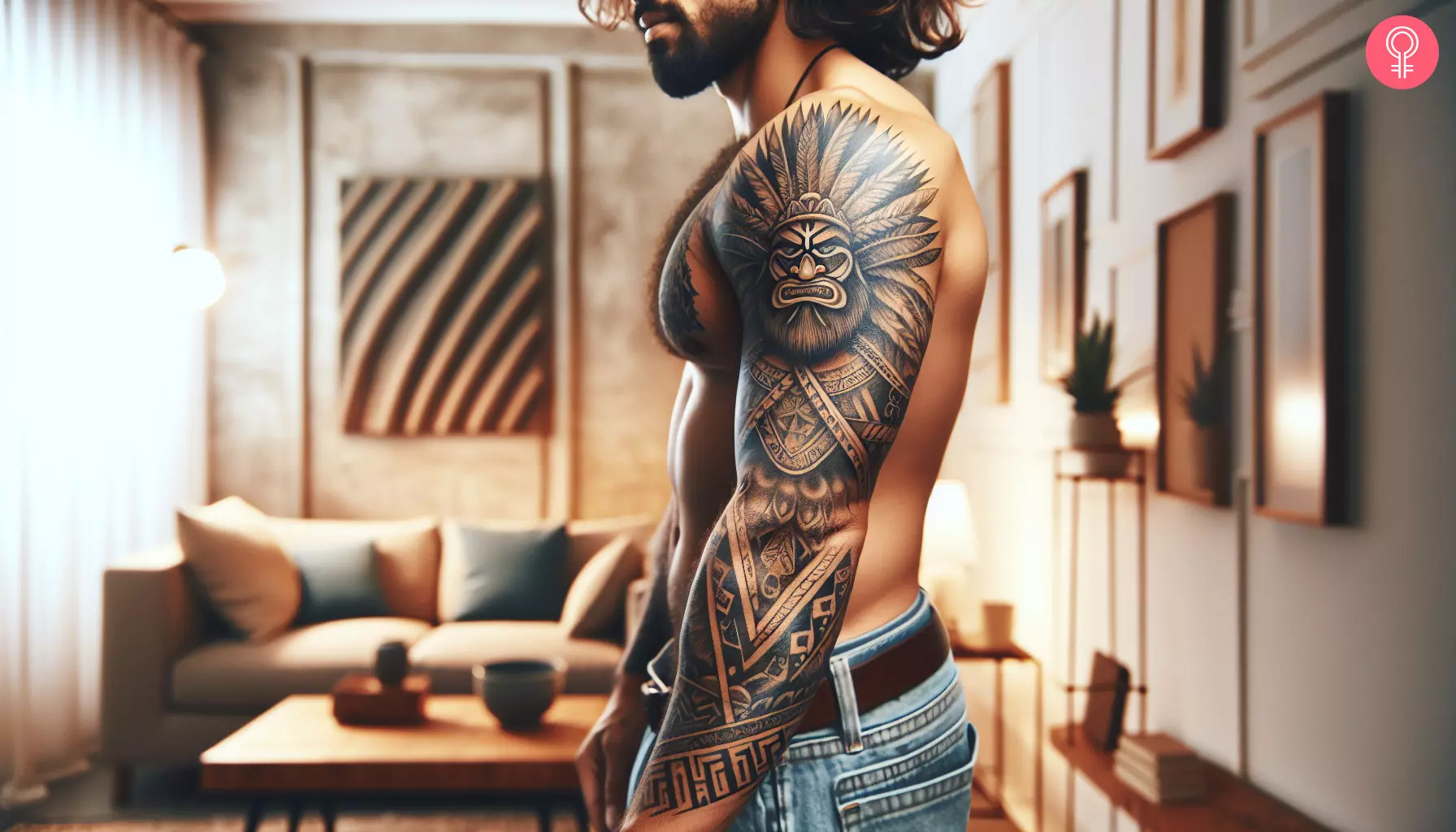 A Hawaiian warrior tattoo on a man’s arm