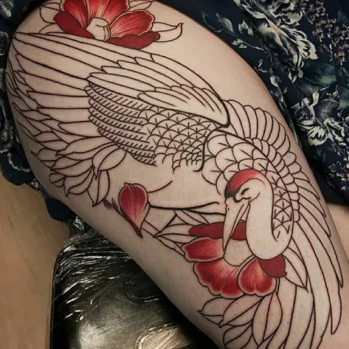 Japanese crane tattoo