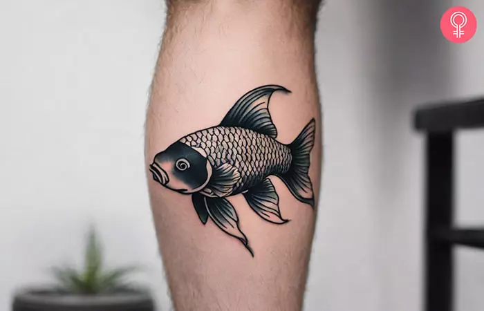 Koi fish tattoo on the calves