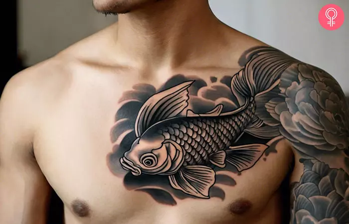 Koi fish tattoo on the chest
