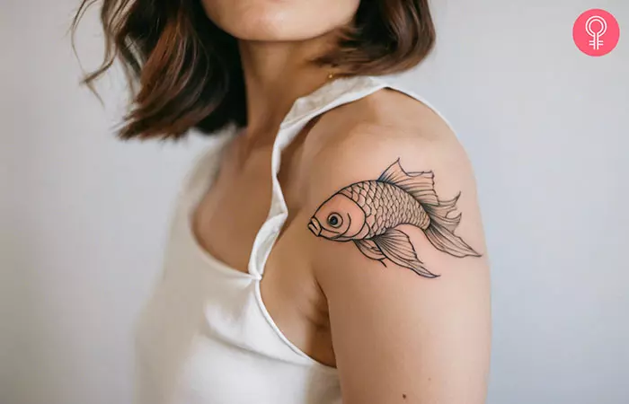 Koi fish tattoo on the shoulder