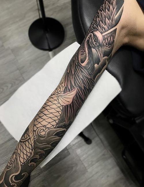 Koi Fish Tattoo Sleeve  Full Sleeve Tattoo  Temporary Sleeve Tattoos   neartattoos