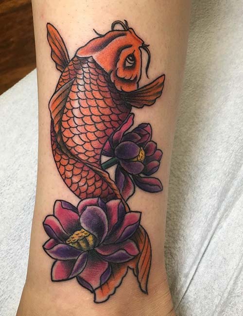 Blossoms with a koi fish tattoo design