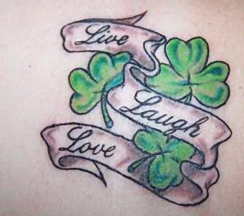 Live, laugh, love shamrock tattoo design