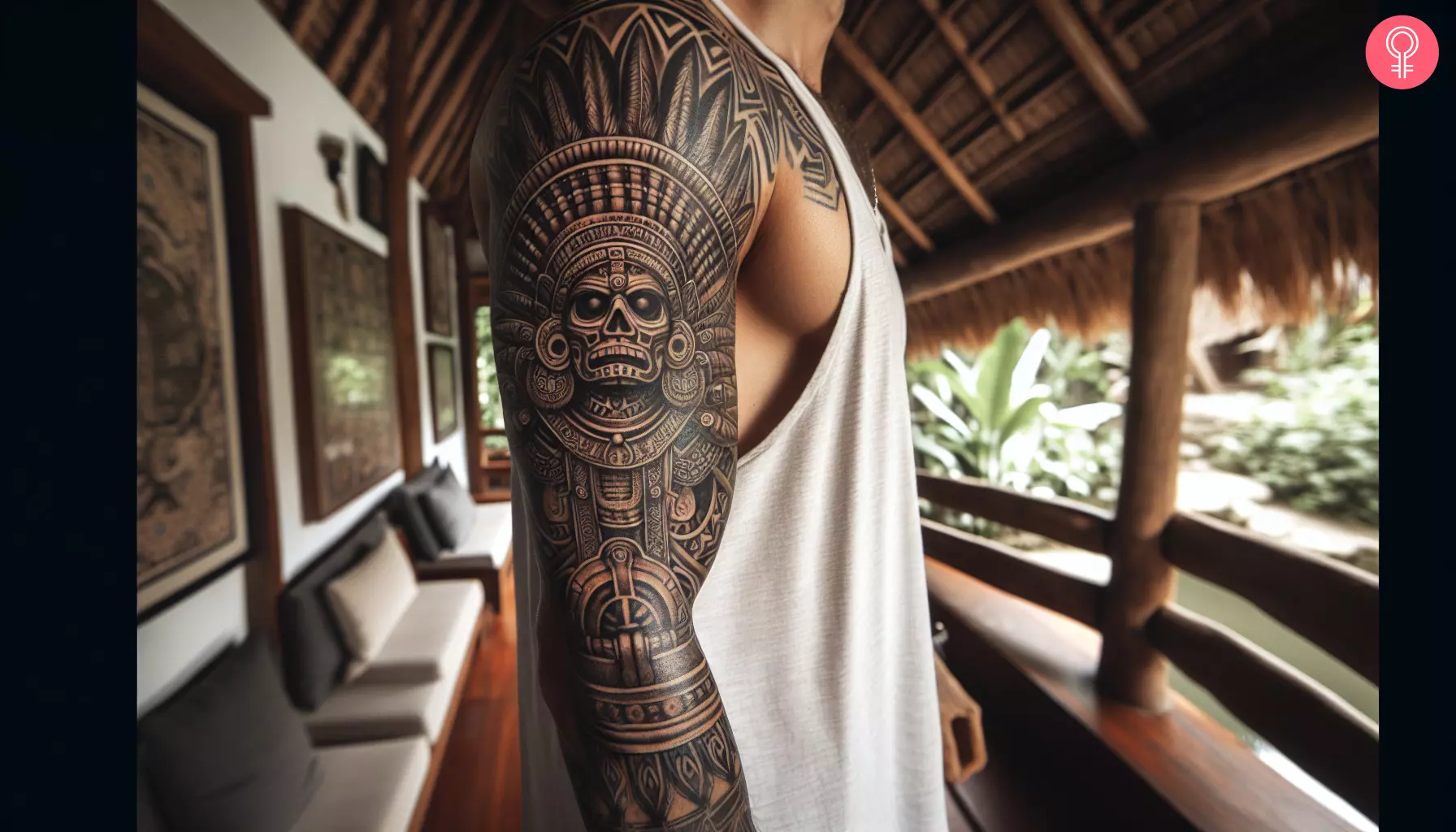 A Mayan Indian tattoo on a man’s arm
