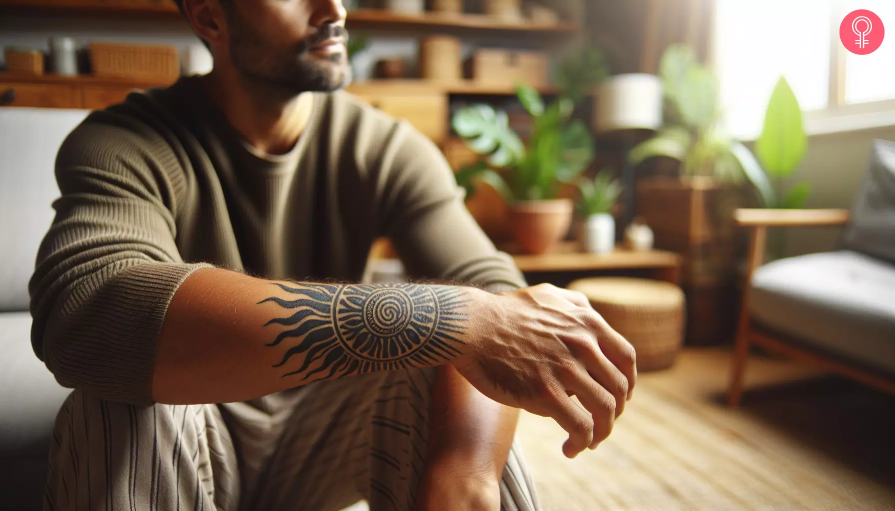 A Mayan tattoo on a man’s wrist