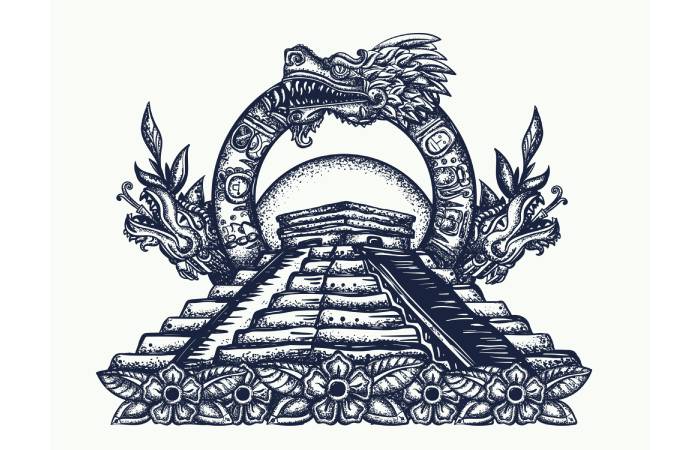 Mayan pyramid tattoo