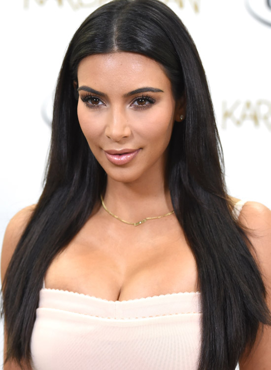 kim kardashian middle part hairstyle