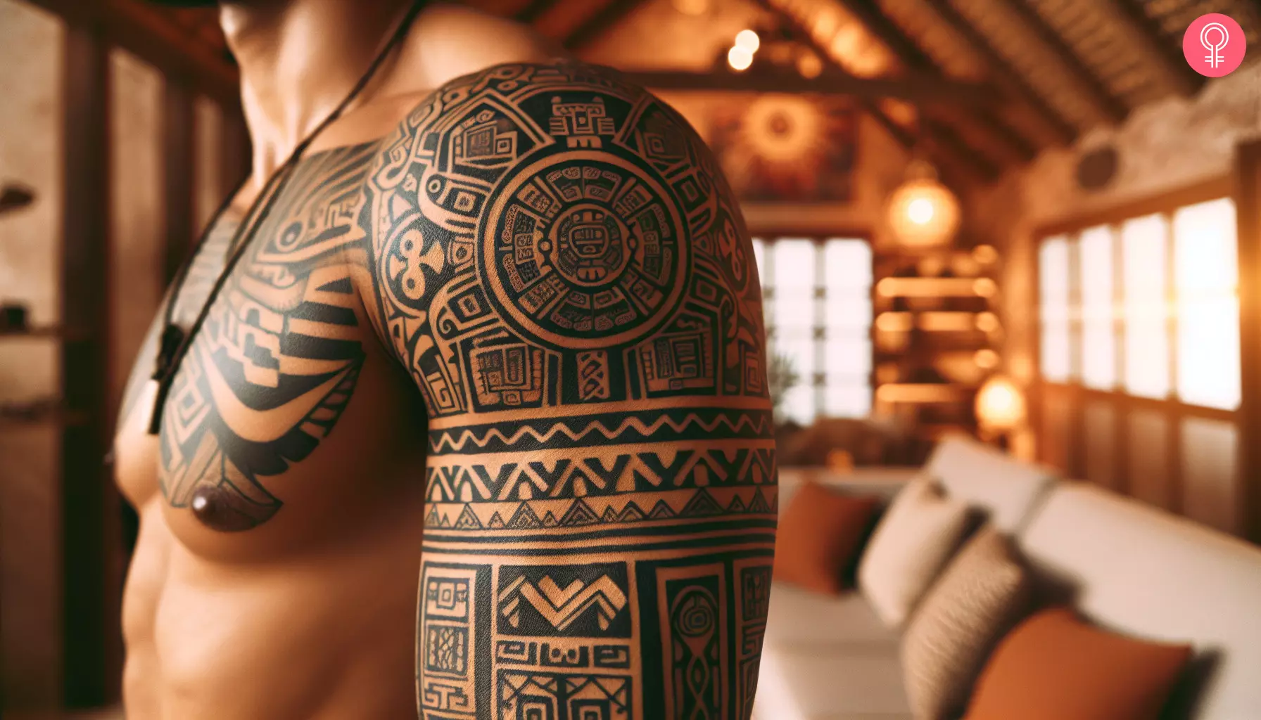 Muscular Arms Mayan Tattoo Design
