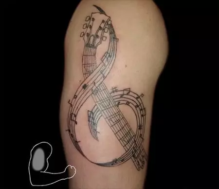 Musical notes in notes tattoo design
