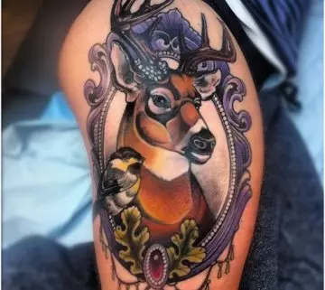 Ornate deer tattoo design