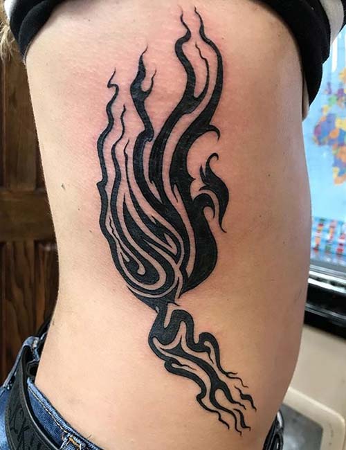 Phoenix side rib tattoo design