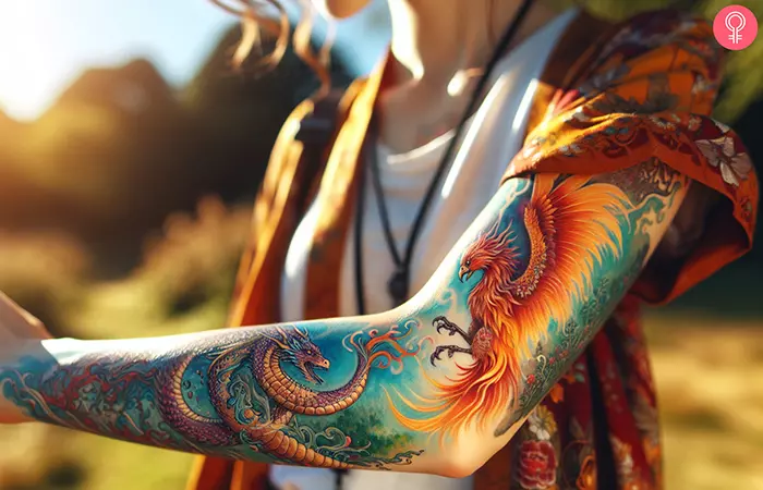 Phoenix and dragon tattoo