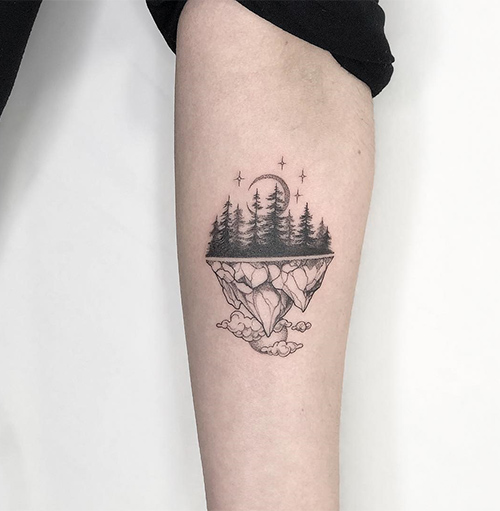 Pine tree tattoo design for adventure-seekers