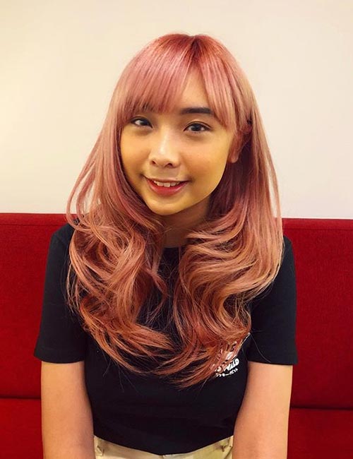 Rose gold Japanese hairstyle for women