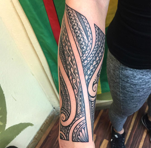 Detailed Polynesian Samoan tribal tattoo idea for your arms