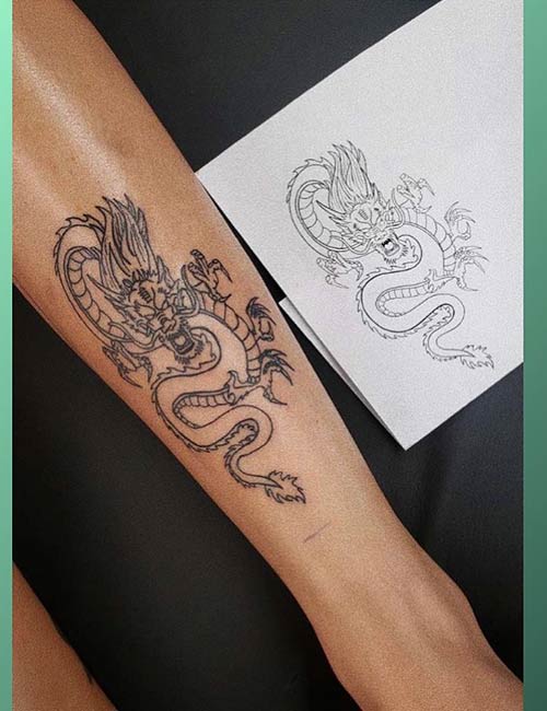 Ferocious Hawaiian dragon tattoo design