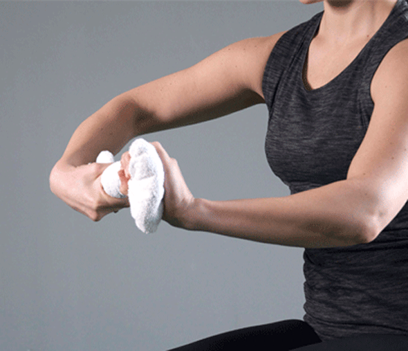 Towel twist exercise for tennis elbow