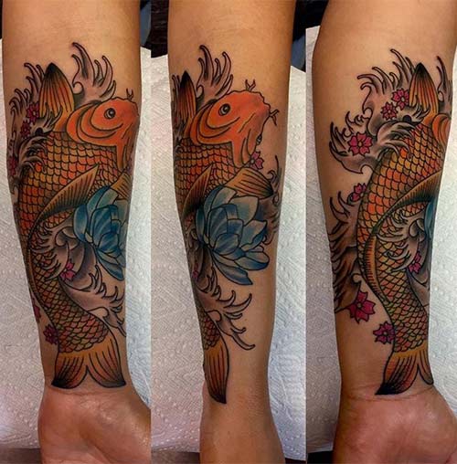 Traditional koi fish tattoo design
