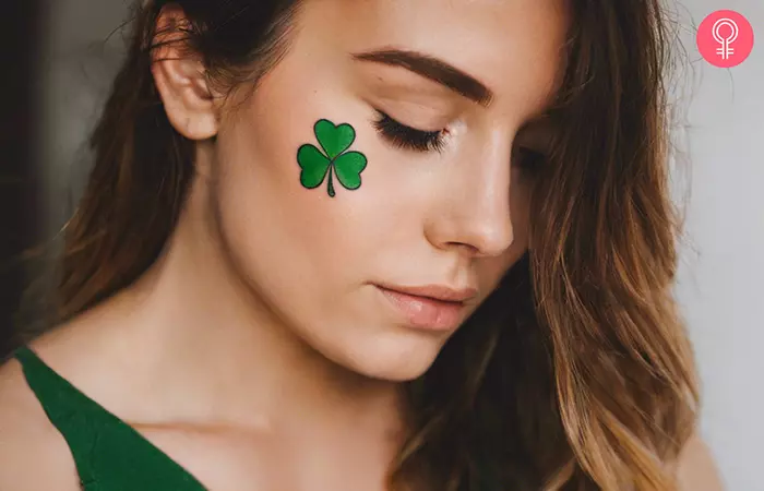 Woman-with-a-shamrock-tattoo-on-the-face