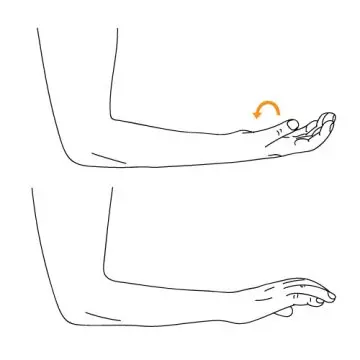 Wrist turn exercise for tennis elbow