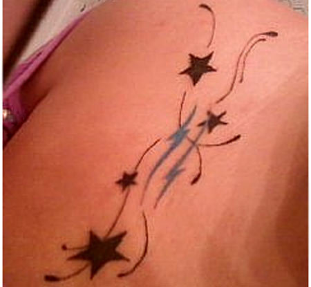 Aquarius tattoo design with the water bearer symbol showing stars of the constellation