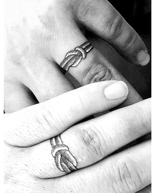 Tie the knot wedding ring tattoo