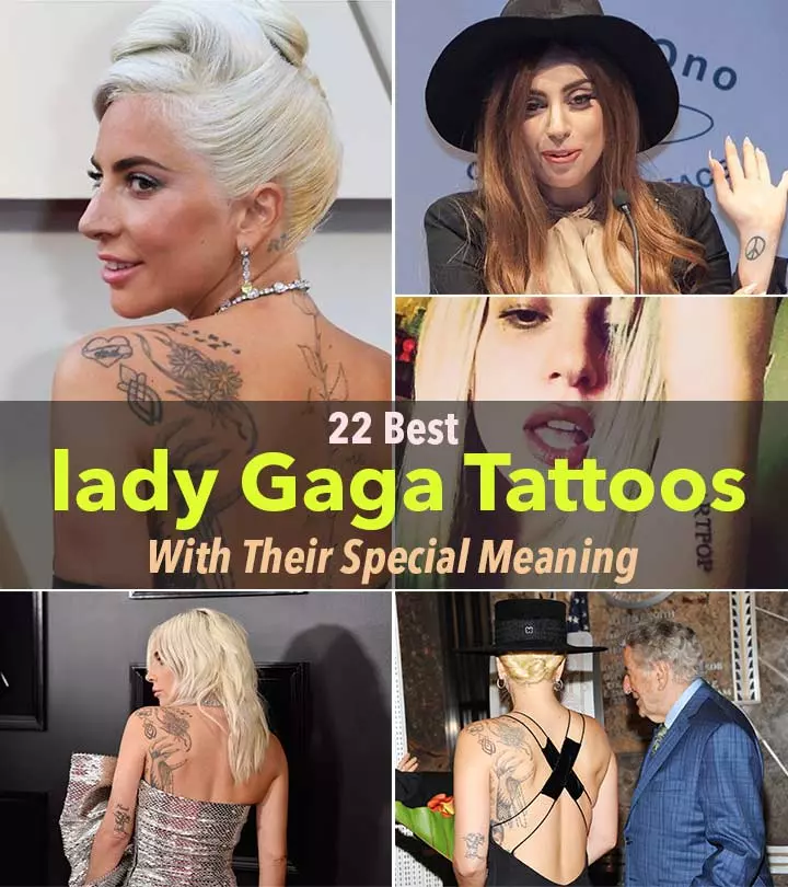 Lady Gaga wearing different tattoos