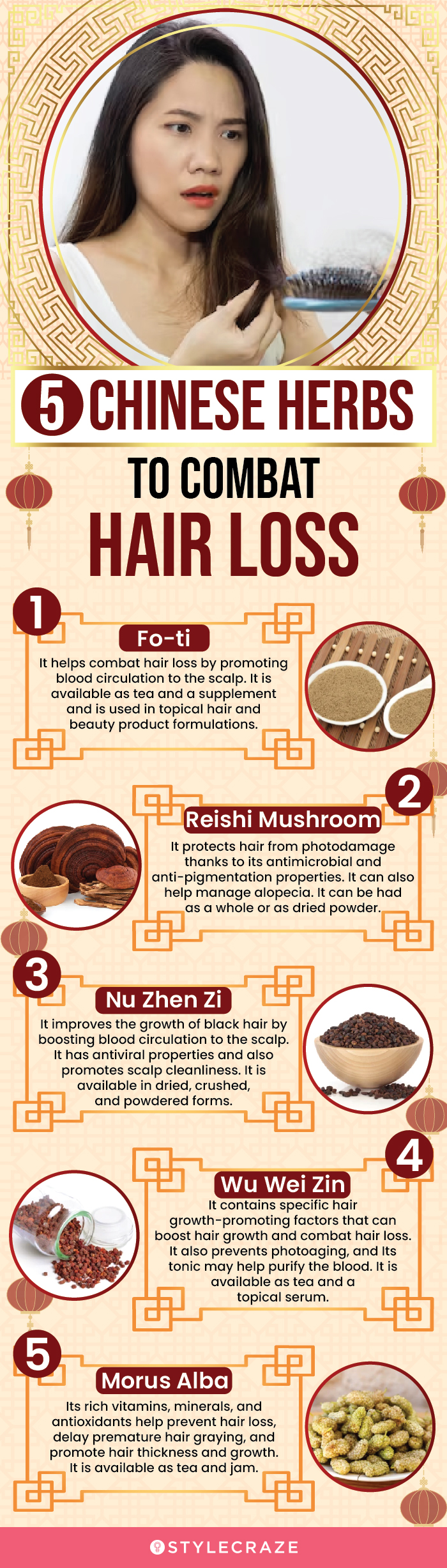 5 chinese herbs to combat hair loss (infographic)