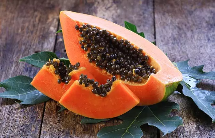 Ayurvedic treatment for glowing skin with papaya and gooseberry for removing dead skin cells