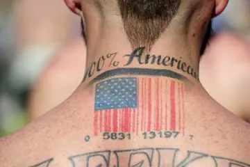 American flag barcode tattoo design