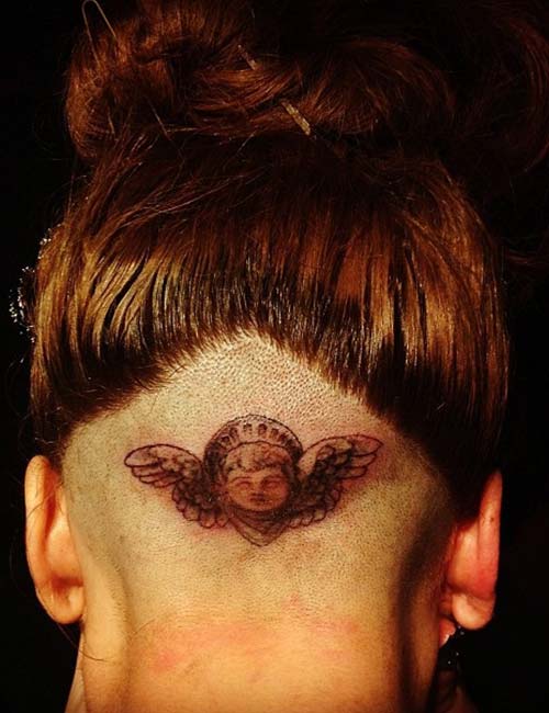 Lady Gaga Cherub head tattoo