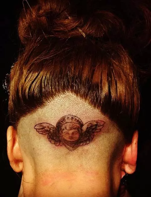 Lady Gaga Cherub head tattoo