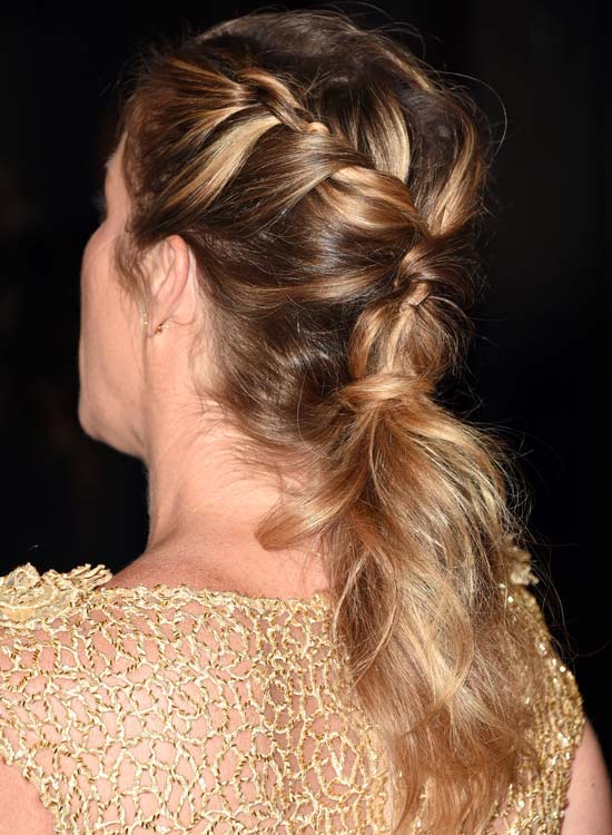 Double braided low ponytail red carpet hairstyle