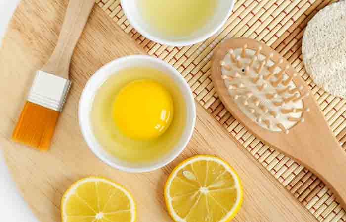 Egg and lemon juice are wonderful ingredients that work with henna for hair growth