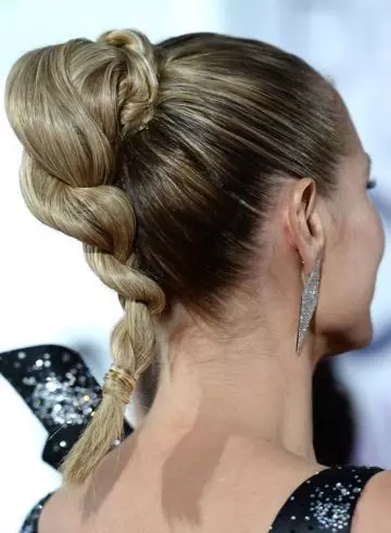 High twisted braid ponytail red carpet hairstyle