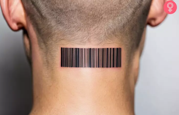 A barcode tattoo on the back of your neck