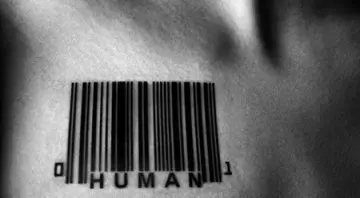Human inscription barcode tattoo design